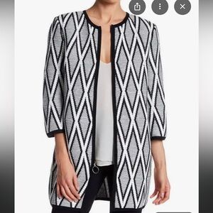 St. John Black and White Geometric Knit Jacket